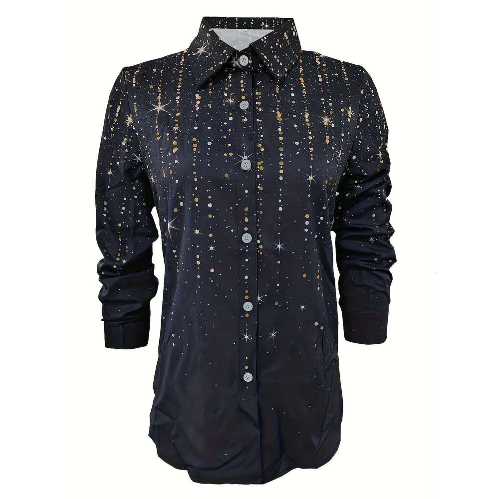 2024 Europe And The United States Autumn New Printed Long-Sleeve Button Cardigan Shirt For Women