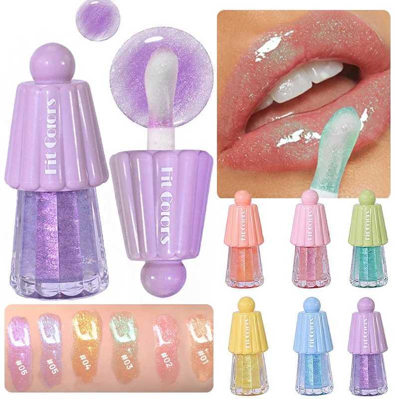 Sparkling lip gloss blue purple moisturizing transparent lip oil mirror jelly lips watercolor lipsW250219