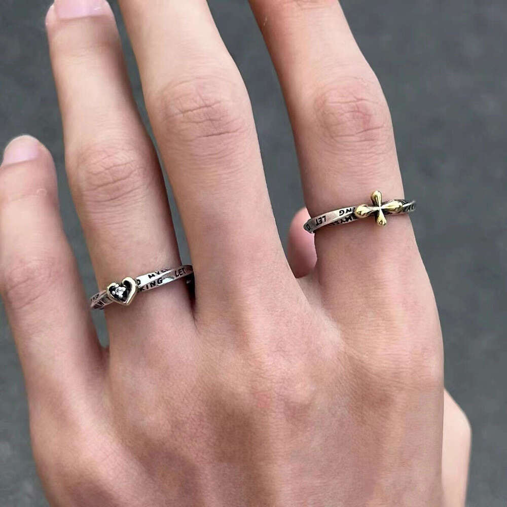 Graffiti Cross Ring for Men and Women, Ins Punk, Hip Hop, Love Couple, Pair Personality, Opening Finger Ring, Handpiece