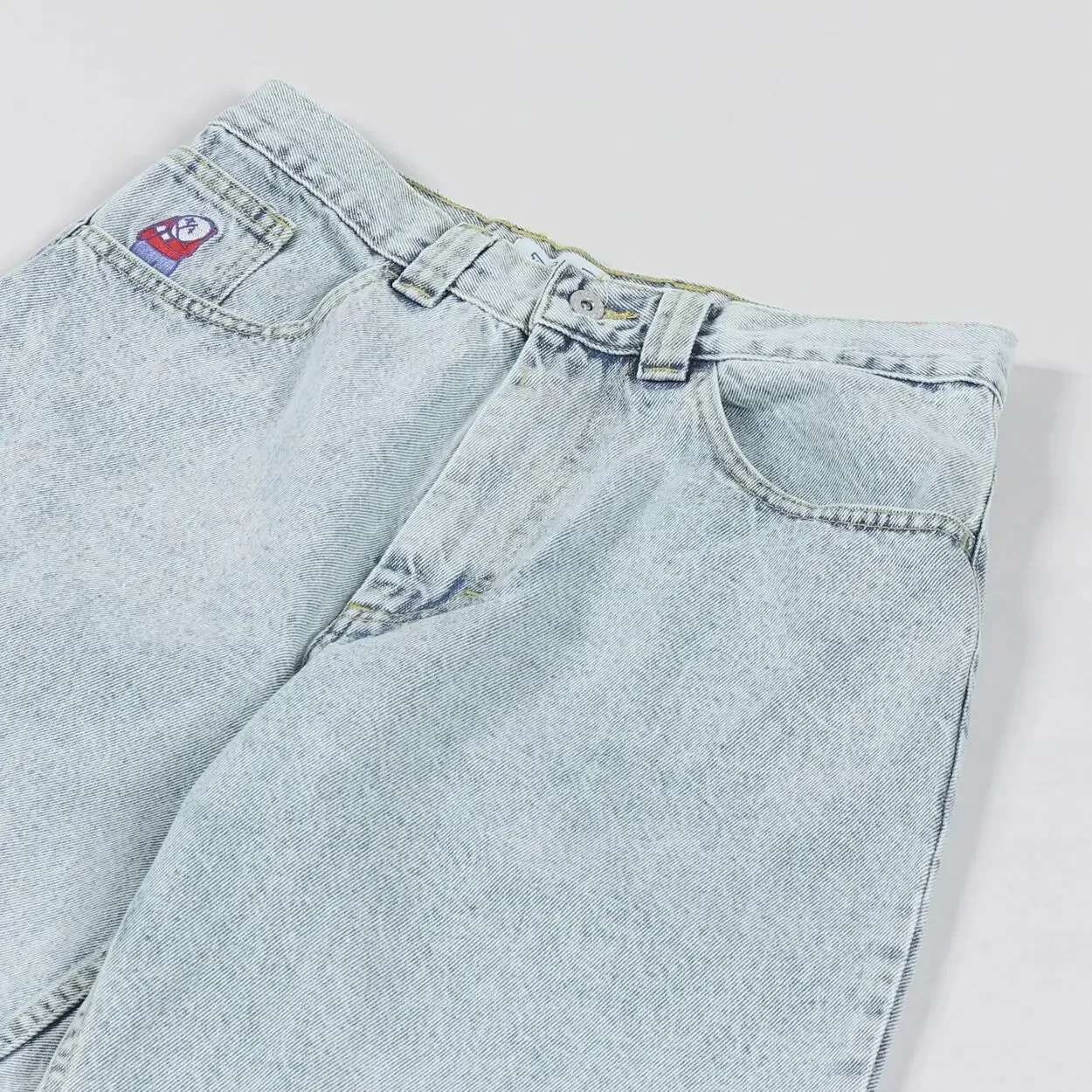 Big Boy Retro Hip-hop Cartoon Pattern Street Wear Denim Embroidery Designer Loose Denim Shorts Jorts New Haruku Gym Sports Basketball Shorts Men'