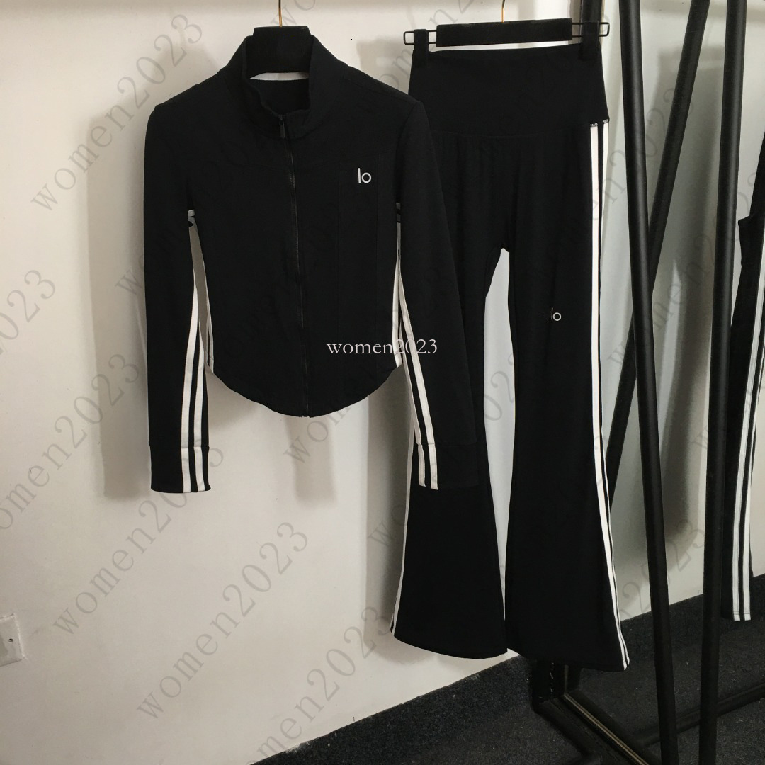 Women tracksuits brand tracksuit designer Stand-up collar jacket 2pcs fashion coat set LOGO casual pants suit sport High waist flared trousers 2pcs Feb 19