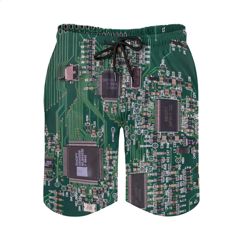 Electronic Motherboard 3D Printed Short Pants Technology Chip Graphic Beach Shorts For Men Clothes Casual Male Trunks Trousers 250217