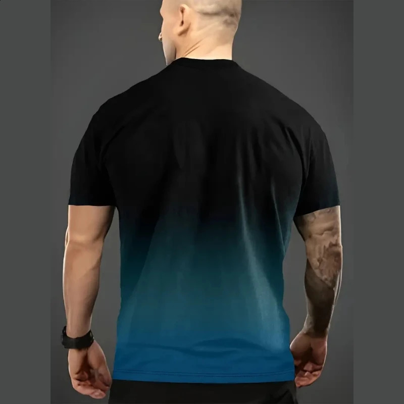 Gradient Mens TShirt Lightning Print Short Sleeve For Men Summer Casual Man Oversized Quick Dry Sports Shirts 250217
