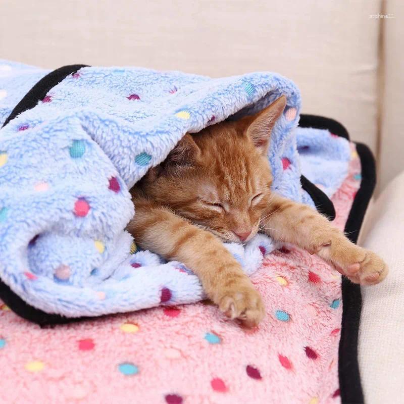 Update Soft Fluffy Pet Blanket Cute Dot Pattern Cozy Warm For Cat Dogs Bed Small Large Mat Cover Supplies