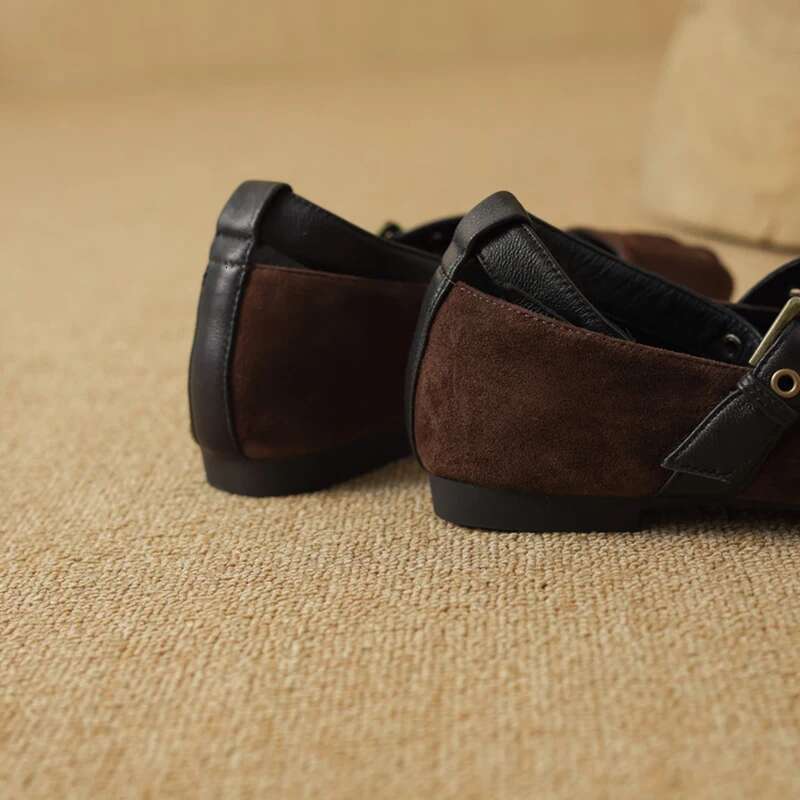 Genuine women ballet flats suede leather rivet leopard shoes