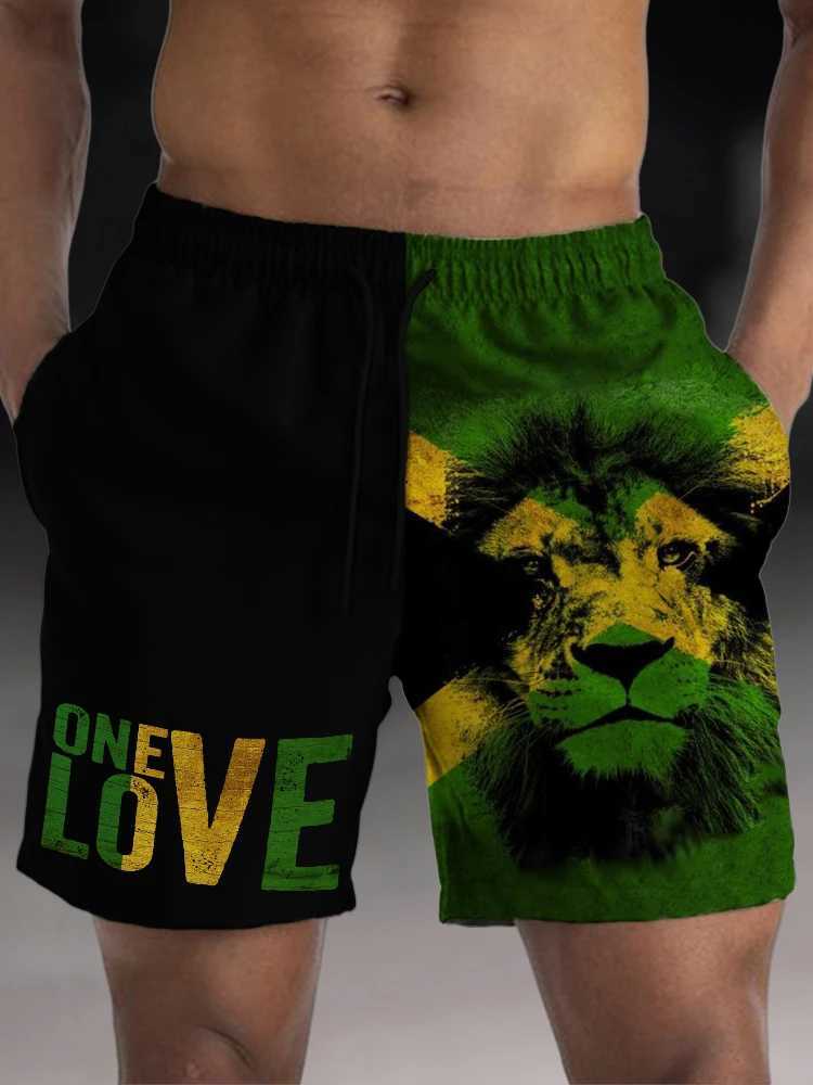 New Love Beach Shorts Mens Swimming Pants Summer 3D Printing Loose and Loose Swimming Pants Mens Clothing Street Clothing W250219