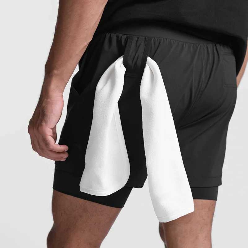 Mens Running Shorts 2 In Elastic Waist Sportswear Double-deck Quick Dry Soft Workout Shorts Gym Fitness Mens Sports Short Pants W250219