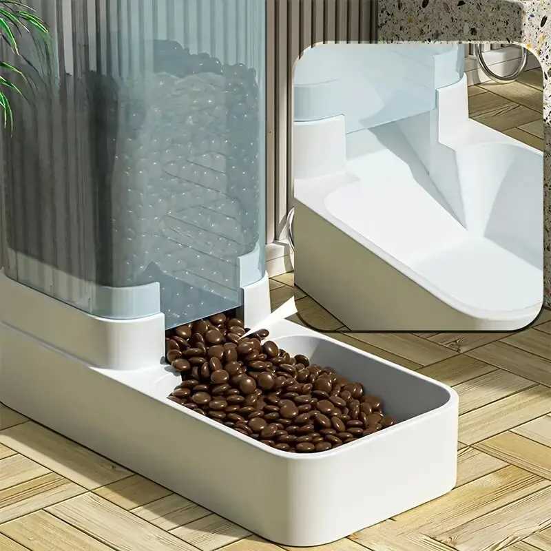Dog Feeders 1pc/2pcs Automatic Dog Feeder/Water Dispenser Plastic Gravity Dog Food And Water Dispenser Set H250218