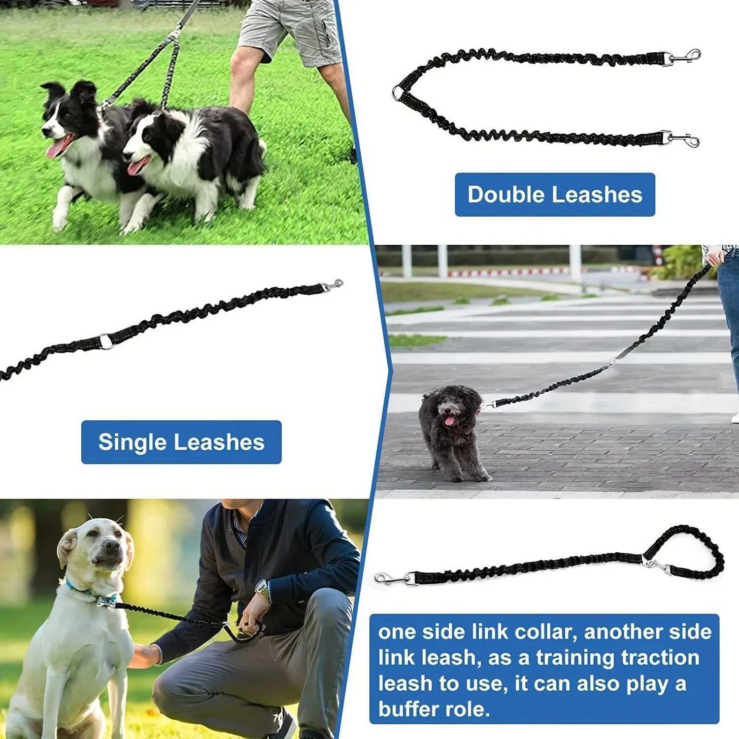 Pet Dog Double Leashes Dog Leash Rope Elastic Extended Pet Leash Belt Outdoor Training for Two Double Small Medium Dogs LeadXJ250218