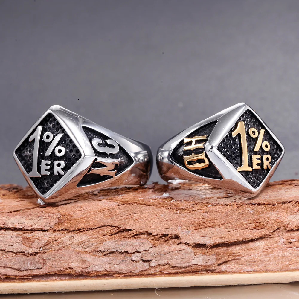 Oktrendy unique punk ring silver color biker 1% er carved stainless steel gold men skull band party rings 250213