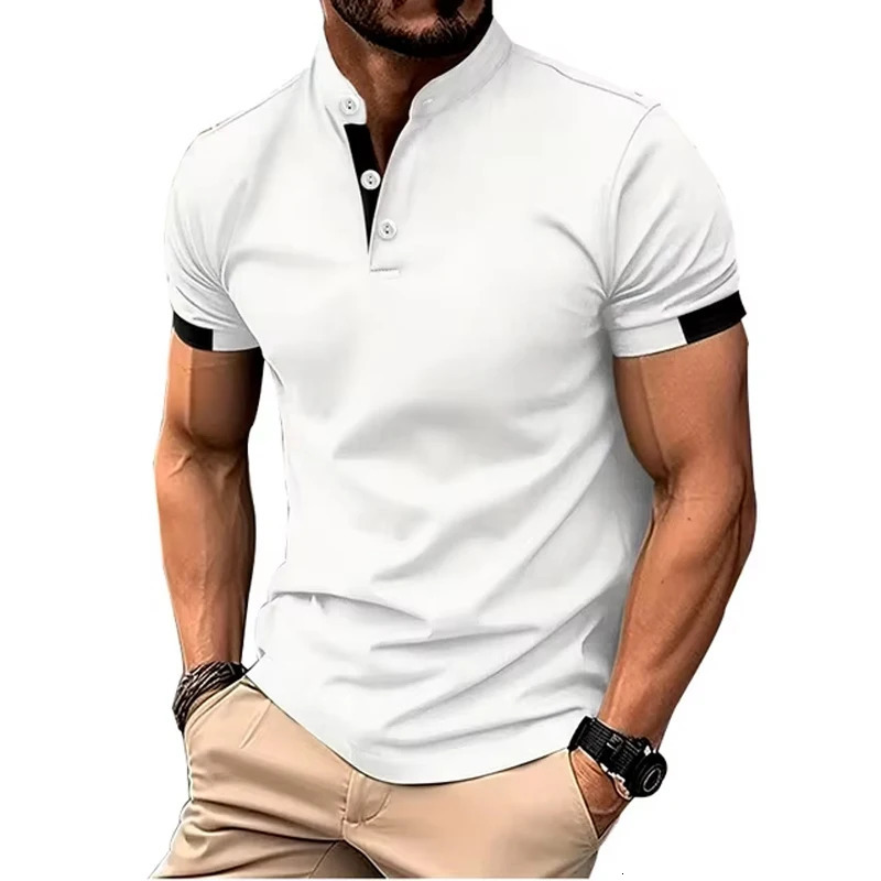 Mens Golf Shirt Polo Work Casual Lapel Short Sleeve Basic Modern Color Block Patchwork Spring Summer Regular Fit 250219