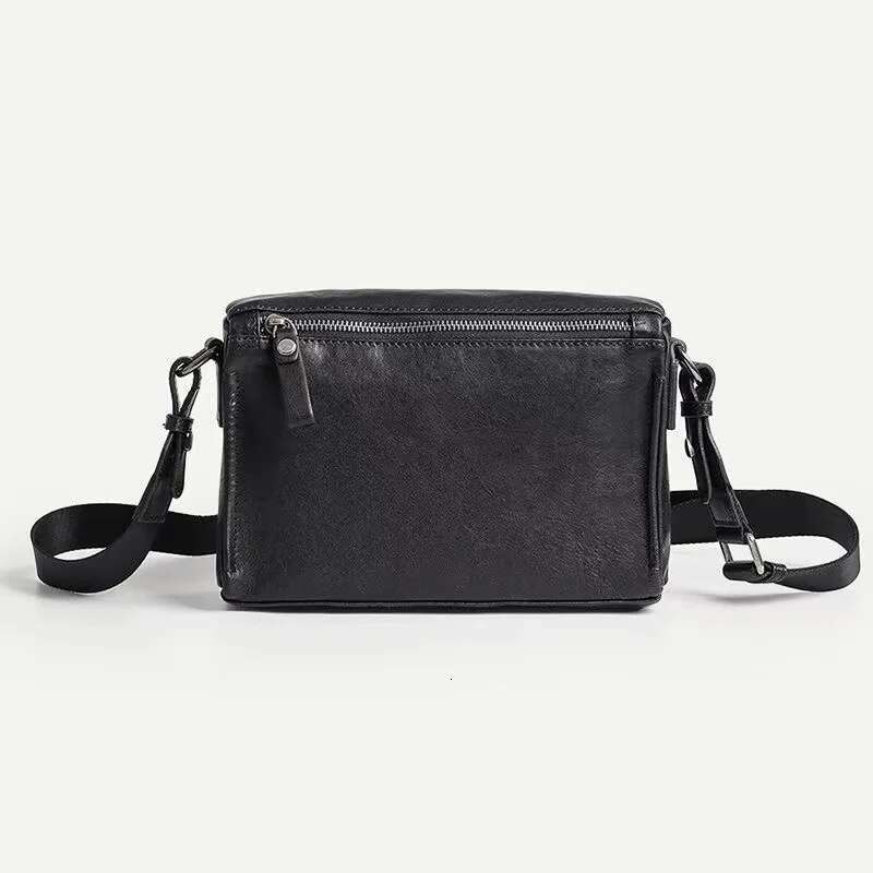 Wmnuo Messenger Shoulder Man Original Cowhide Leather Brand Designer Crossbody Sg Bag Male Pillow Handbag Black Qx306