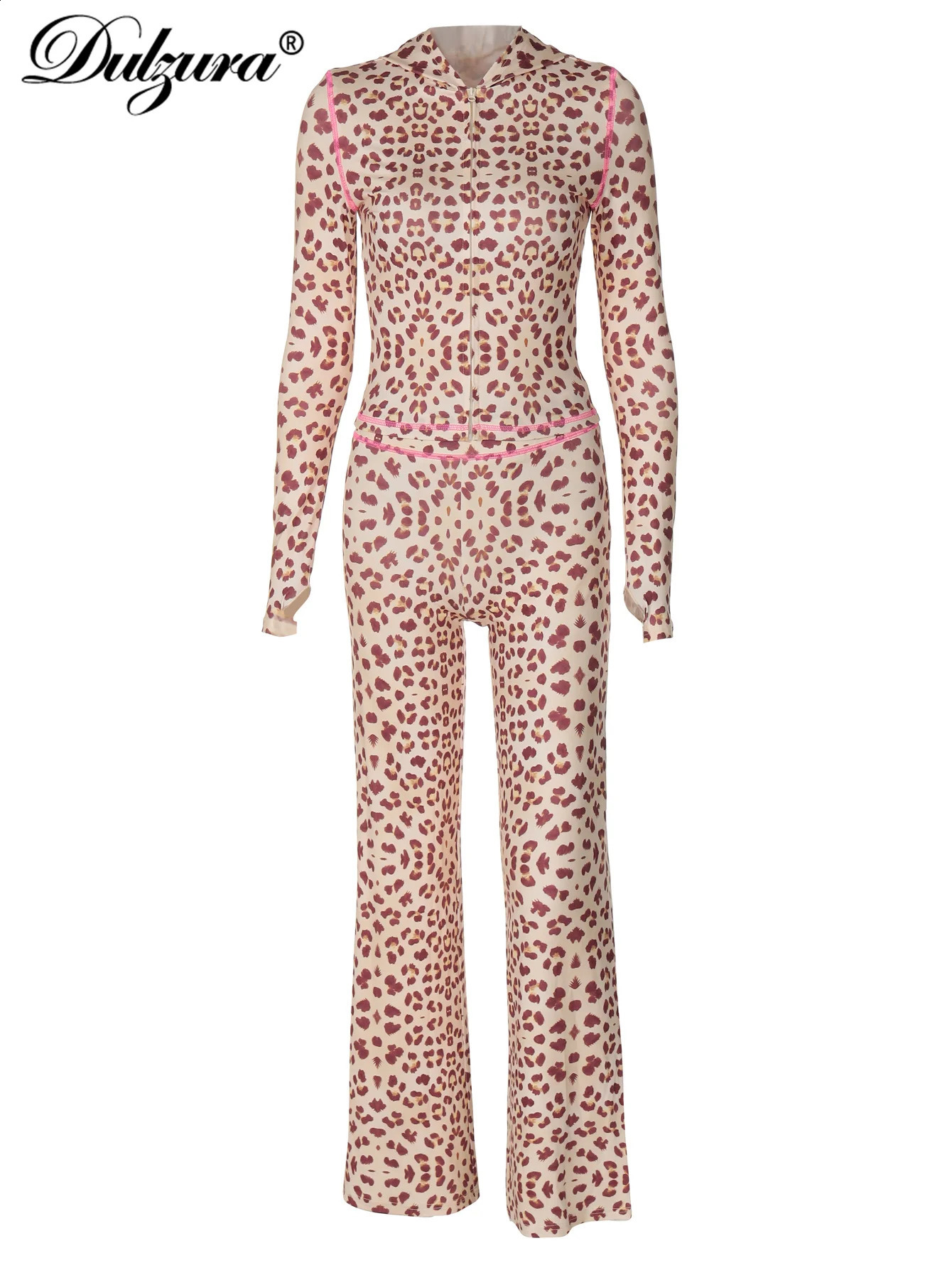 Dulzura Sexy Bodycon Matching Suits Long Sleeves Hoodies Zipper Top Pants Suit 2 Pieces Sets Women Outfits Party Club Sport Y2K 250218