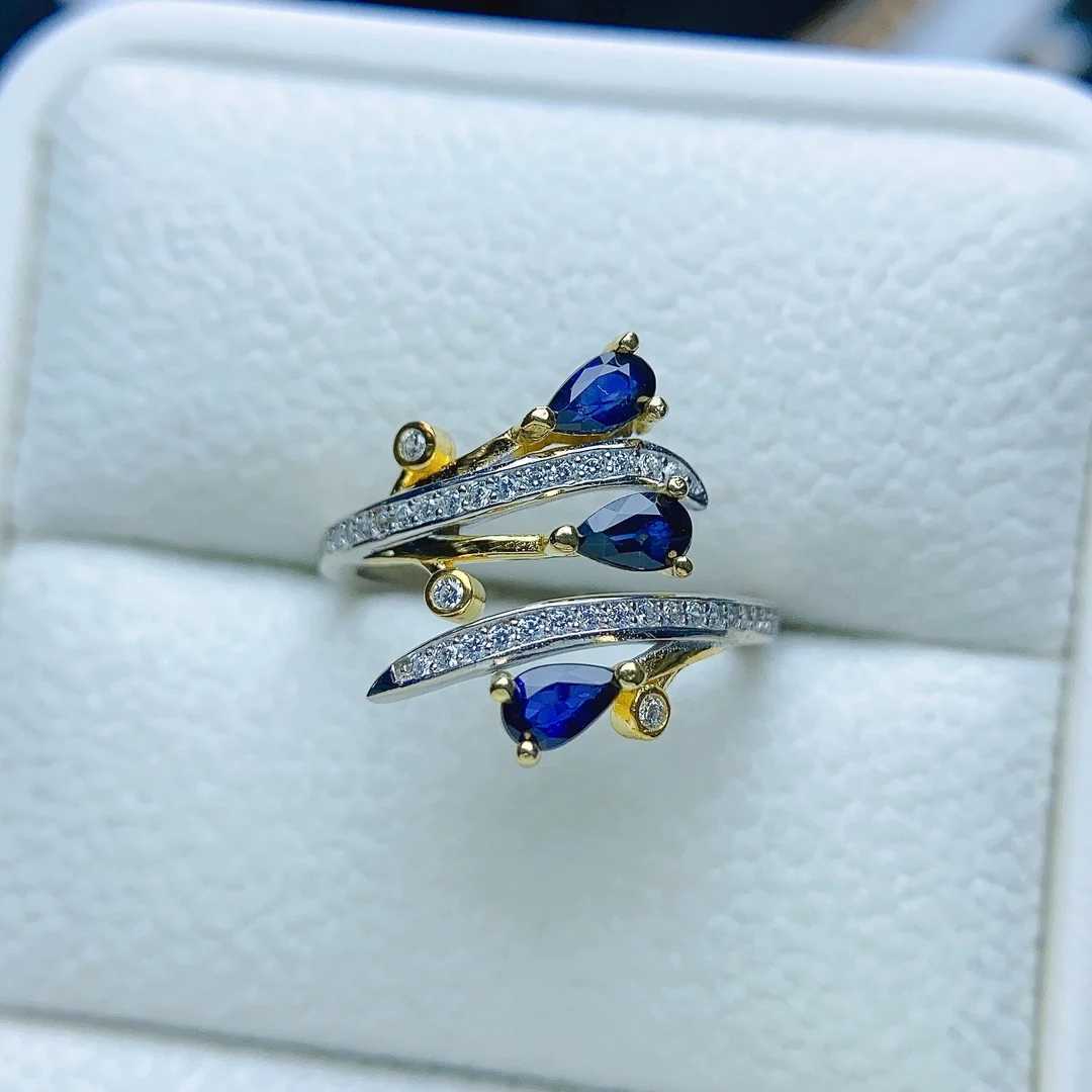 FS 3*5mm Natural Sapphire Ring S925 Sterling Silver With Certificate Fashion Fine Charm Weddings Jewelry for Women MeiBaPJXJ250219