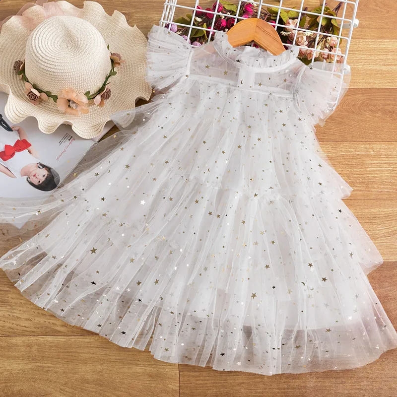 Elegant Girl Princess Party Dress Childrens Clothing Casual Summer Clothing Girl Birthday Wedding Ball Dress 3-8Y 250219
