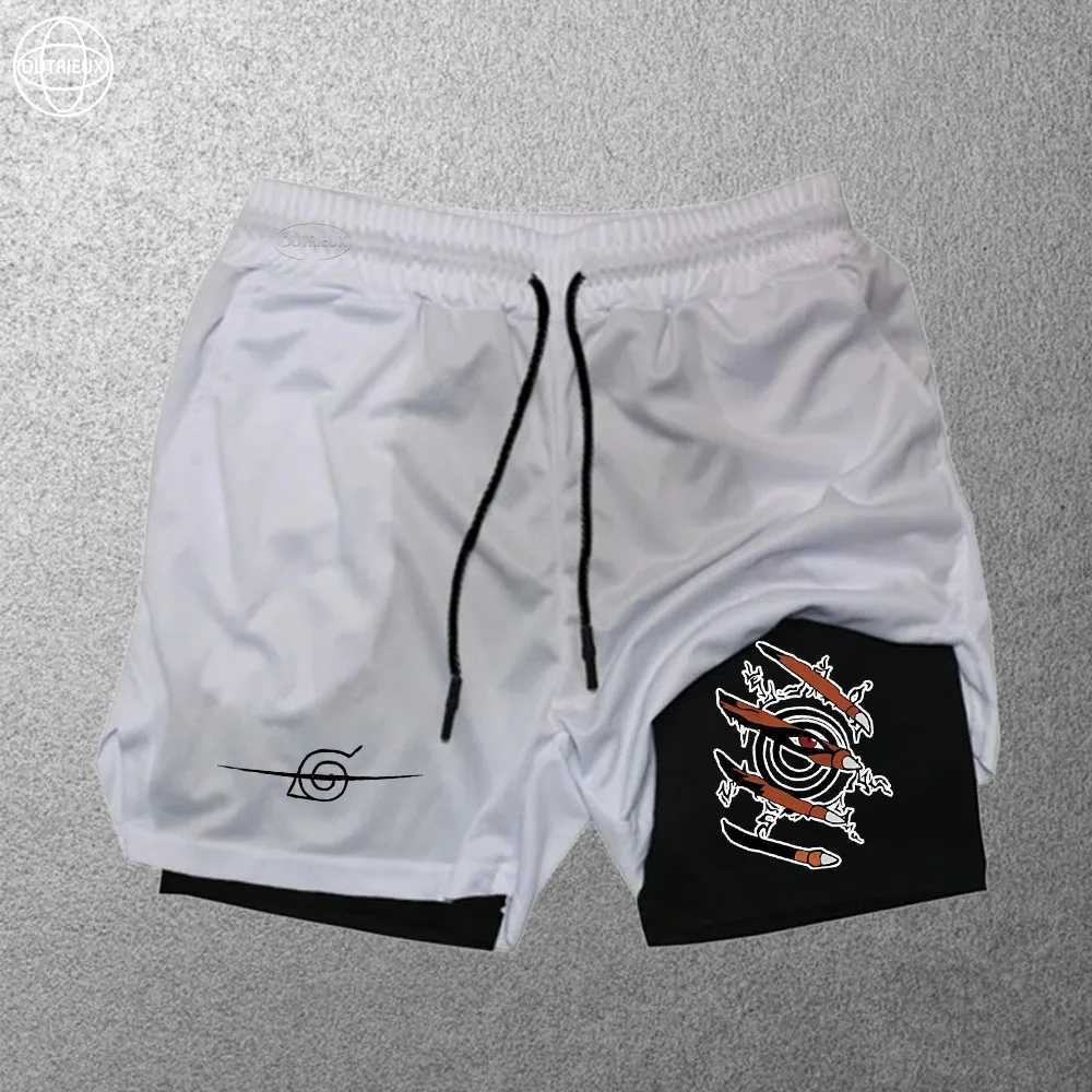 2024 New Mens Fitness Training Tights Printed Summer Two-in-One Quick-Drying Gym Jogging Shorts Outdoor Sportswear M-3XL W250219