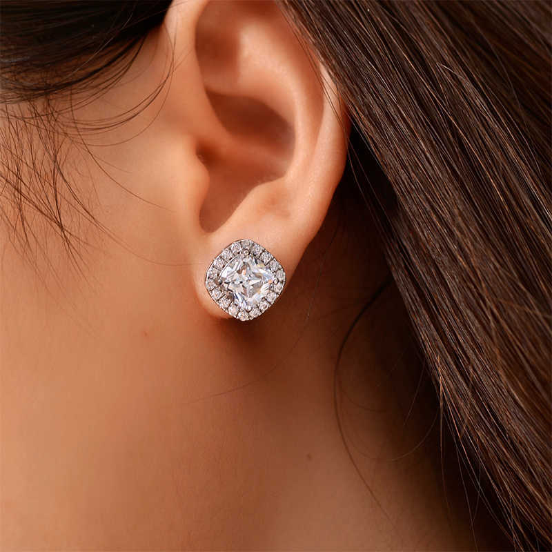 Luster 3ct Cushion Cut D White Fashion Moissanite 925 Sterling Silver Gemstone Earrings Jewelry for Women