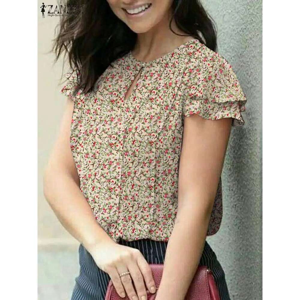 Summer Bohemian Ral Blouse ZANZEA Women Short Sleeve Printed Shirt 2024 Fashion Holiday Beach Tunic Tops Female Work Blusas