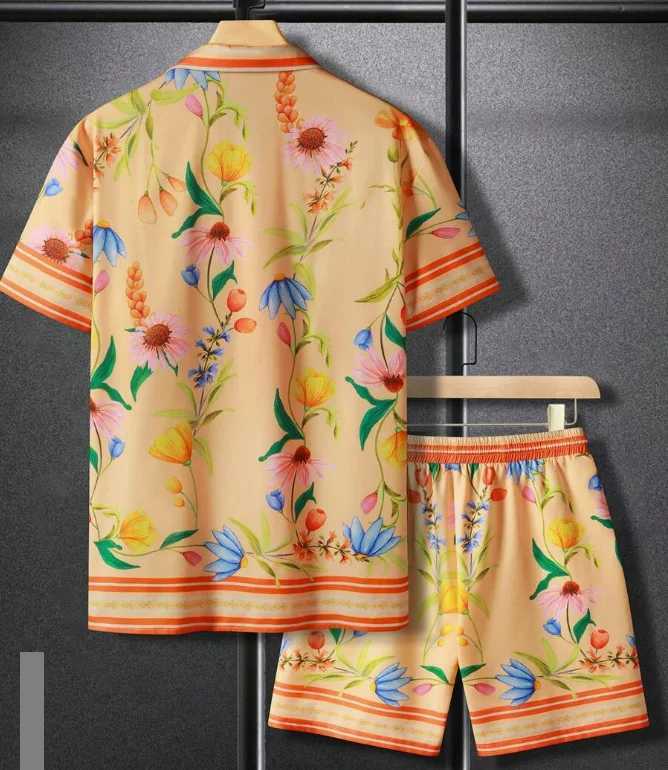 Hawaiian Shirt Set Summer 3D printed 5-color floral pattern shirt+shorts 2-piece fashionable casual sunny beach holiday shirt setXJ250326