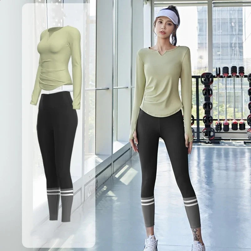 Women Workout Clothing Gym Yoga Set Fitness Sportswear Pants Sports T-shirt Seamless Leggings Active Wear Outfit Suit 250219