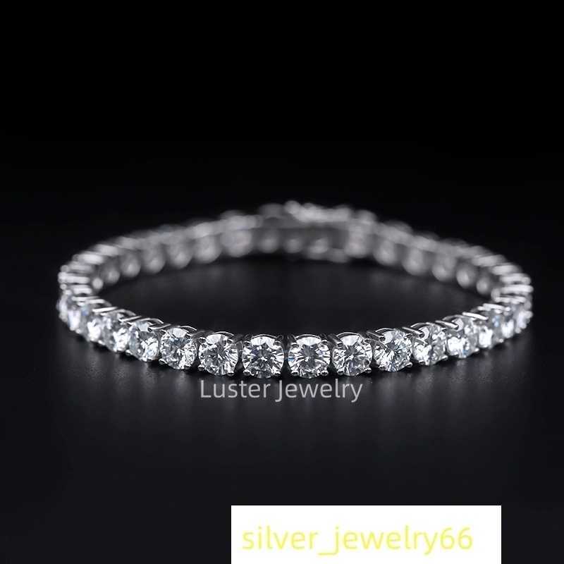 Luster Jewellery VVS D White 3/4/5mm Chain 925 Sterling Silver Moissanite Tennis Bracelet