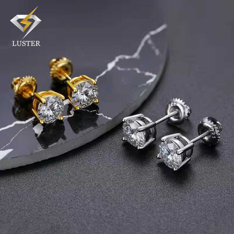 D VVS1 3mm 4mm 5mm 6mm 6.5mm 8mm Screw Back Sterling Silver 925 Jewelry Moissnaite Earring