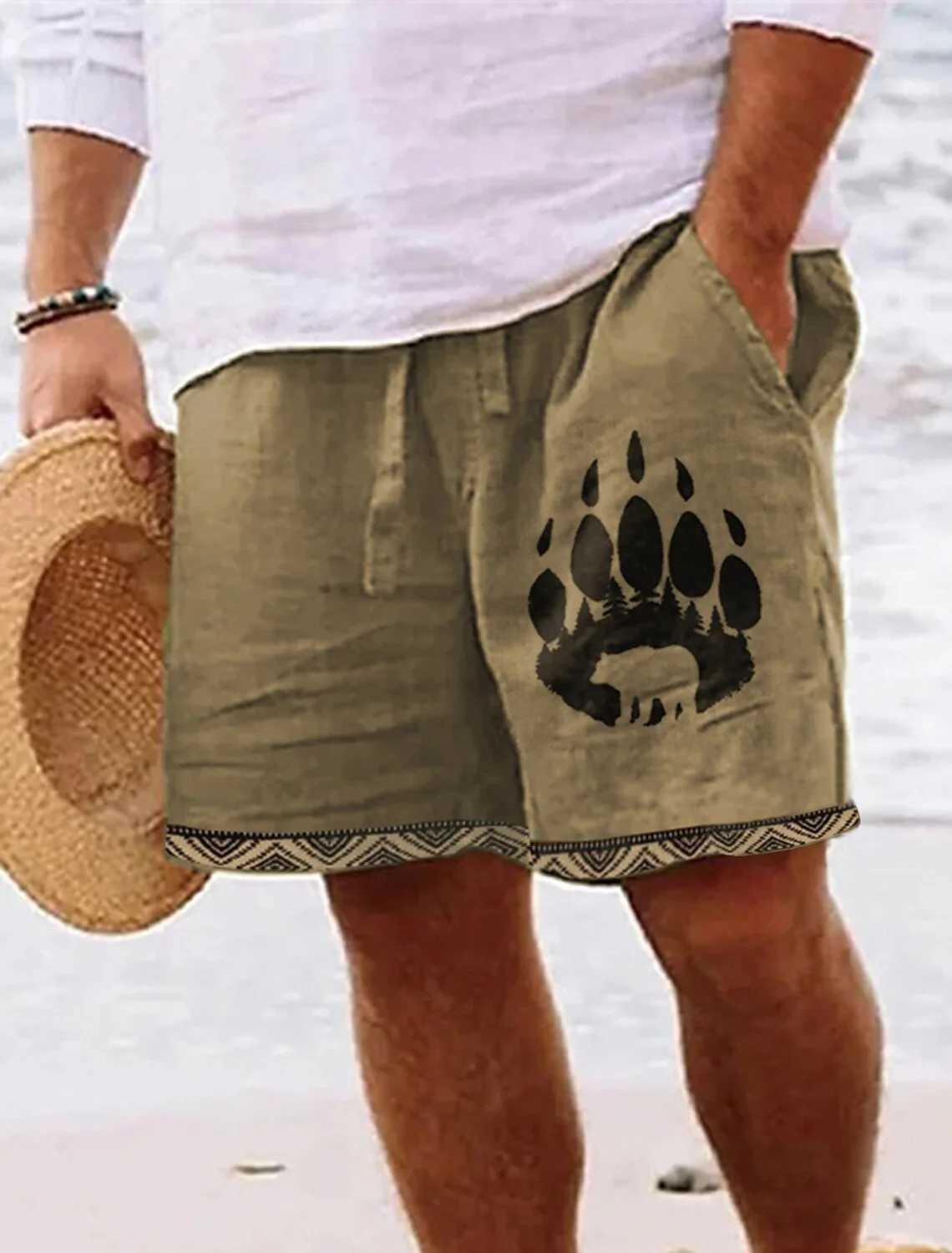 2024 New Mens Retro Bear Paw 3D Printed Shorts Mens Summer Breathable Retro Shorts Fitness Street Shorts Mens Clothing Mens W250219
