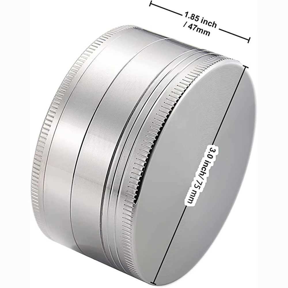 3-inch herb grinder metal tobacco 75mm 4-layer zinc alloy herbs 4-piece accessories large 100MM M250219