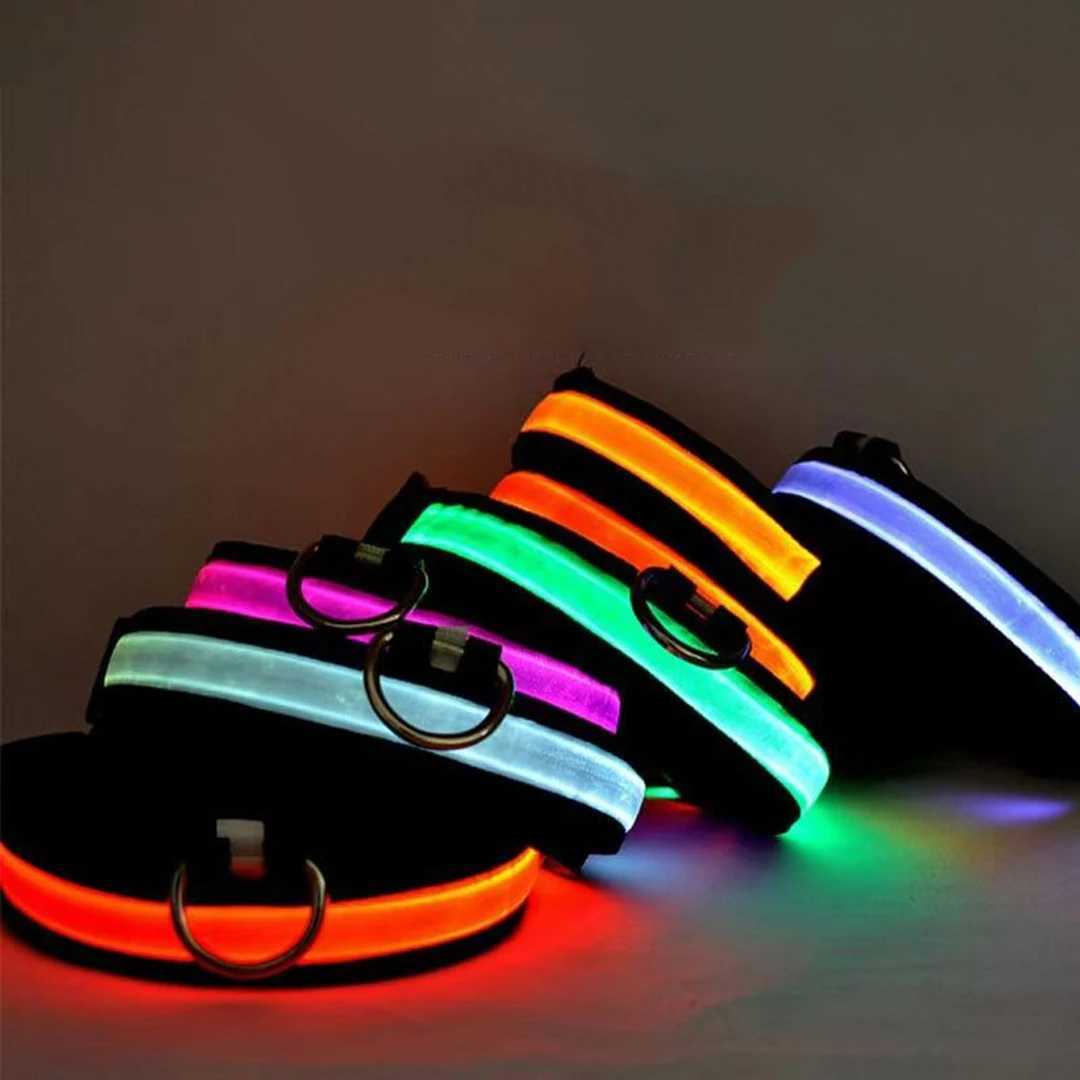Reflective LED Dog Collar for Night Flashing Glow In The Dark Dog Leash Dogs Luminous Fluorescent Pet Dog Collar Pet Products W250219