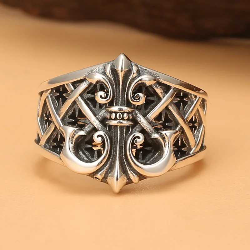 Mens Vintage Opening Punk Wind Anchor Personality Mechanical Hip Hop Trend Thai Silver Single RingXJ250219