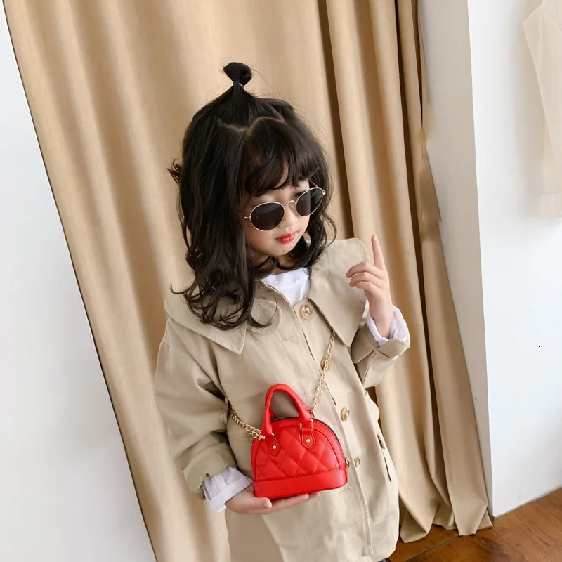 Children Mini Shell Bag Fashion PU leather Ringer Chain Crossbody Bag Cute Girl Single Shoulder Handbag KBG028 250219