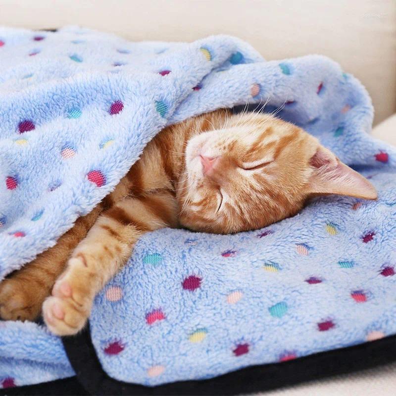 Update Soft Fluffy Pet Blanket Cute Dot Pattern Cozy Warm For Cat Dogs Bed Small Large Mat Cover Supplies