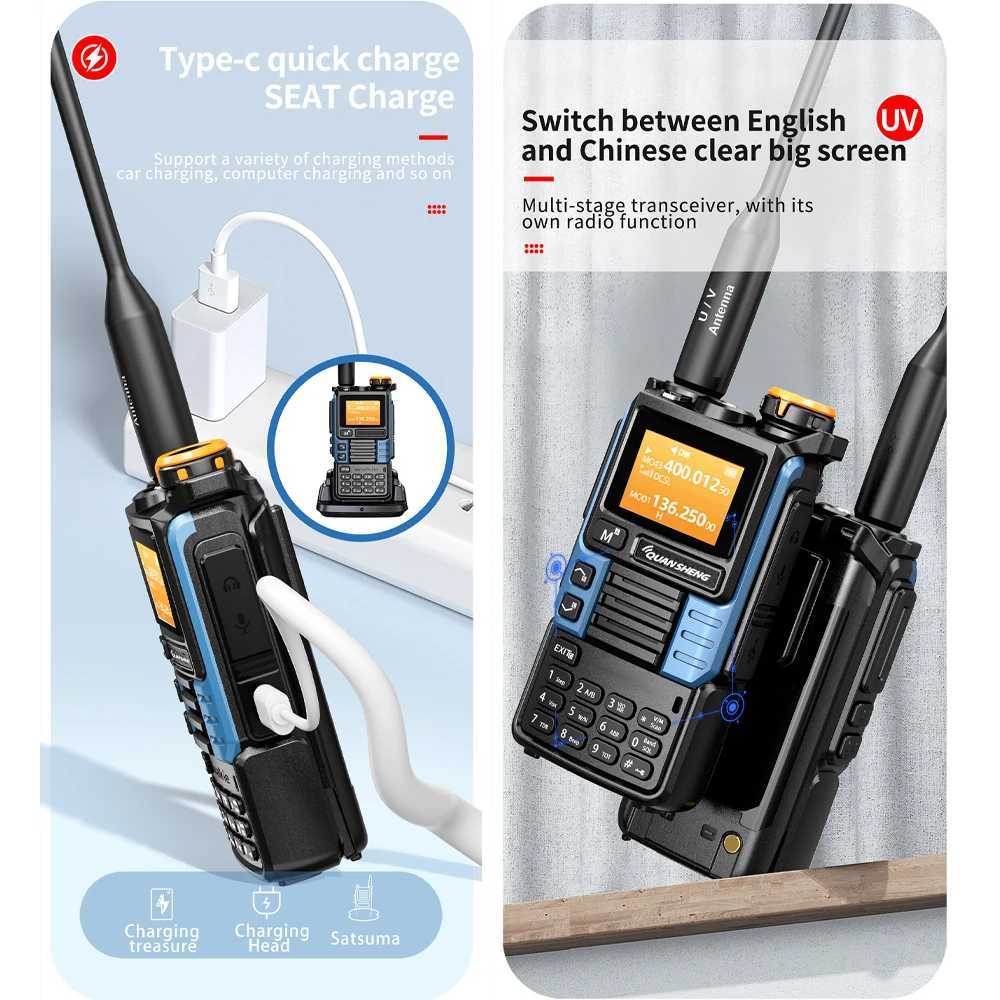 Quansheng UV-K6 Walkie Talkie 5W Air Band Radio Tyep C Charge UHF VHF DTMF FM Scrambler NOAA Wireless Frequency Two Way CB RadioXJ250219