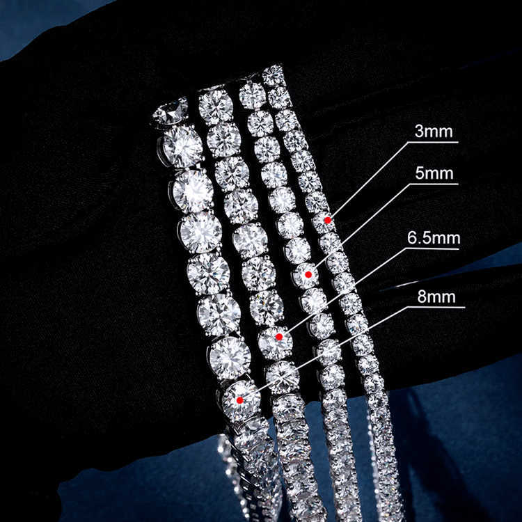 Luster Jewelry Open Box Clasp Iced Out 8mm D Color Round Moissanite Tennis Bracelet Silver 925 for Man