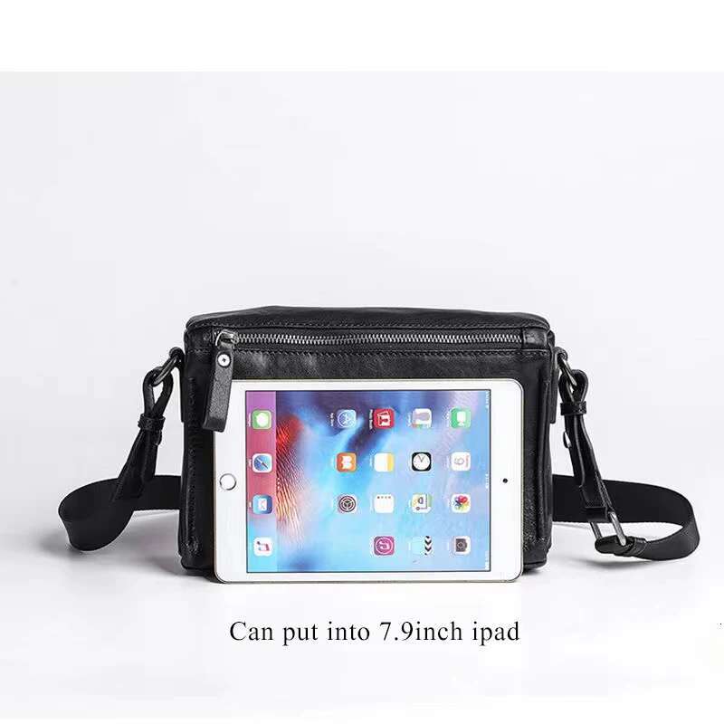 Wmnuo Messenger Shoulder Man Original Cowhide Leather Brand Designer Crossbody Sg Bag Male Pillow Handbag Black Qx306