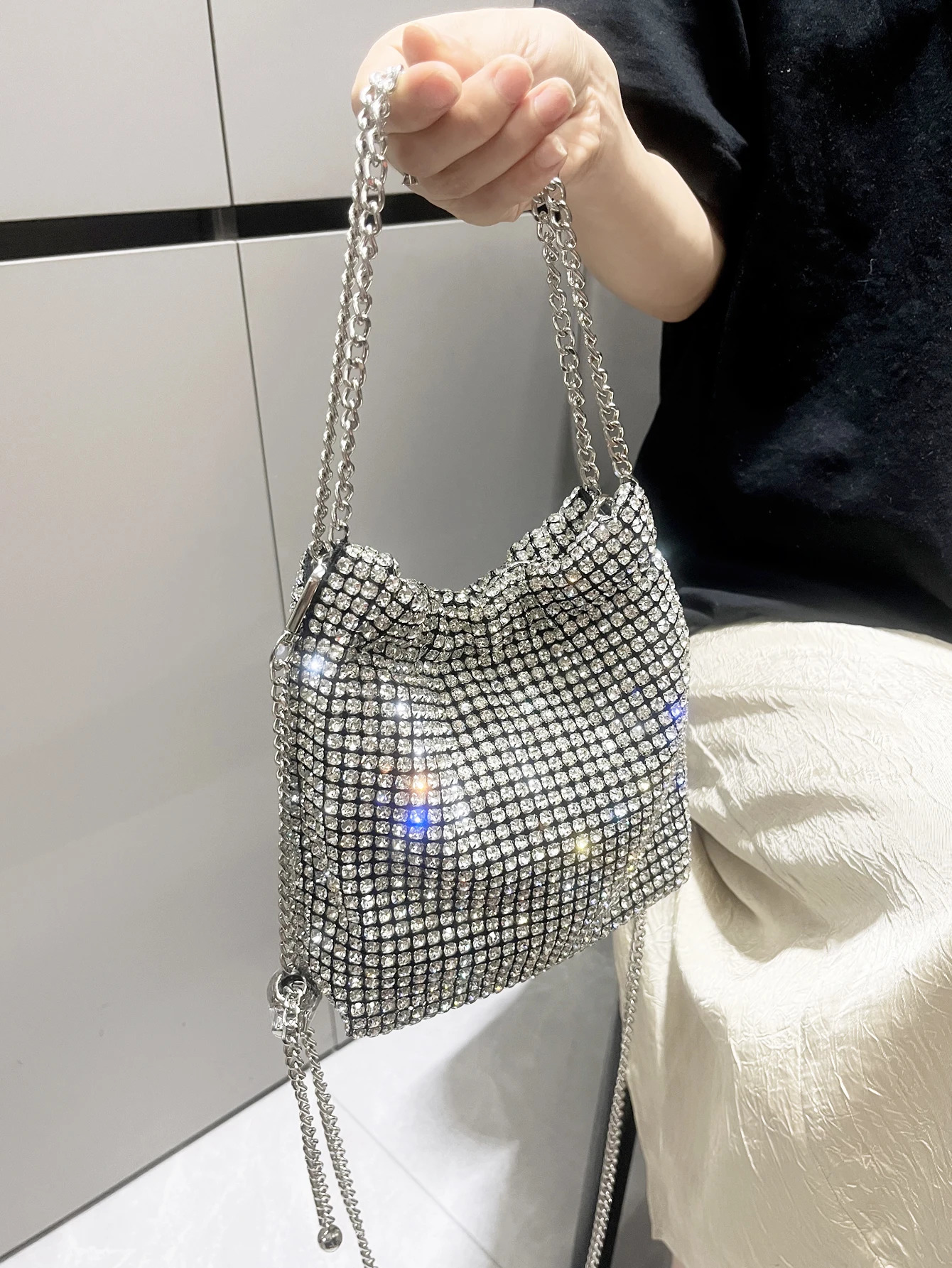 y ner shoulder bag handmade Shining Rhinestones Evening clutch Bag Purse Crystal Purses and handbag Hobo Bags 250218