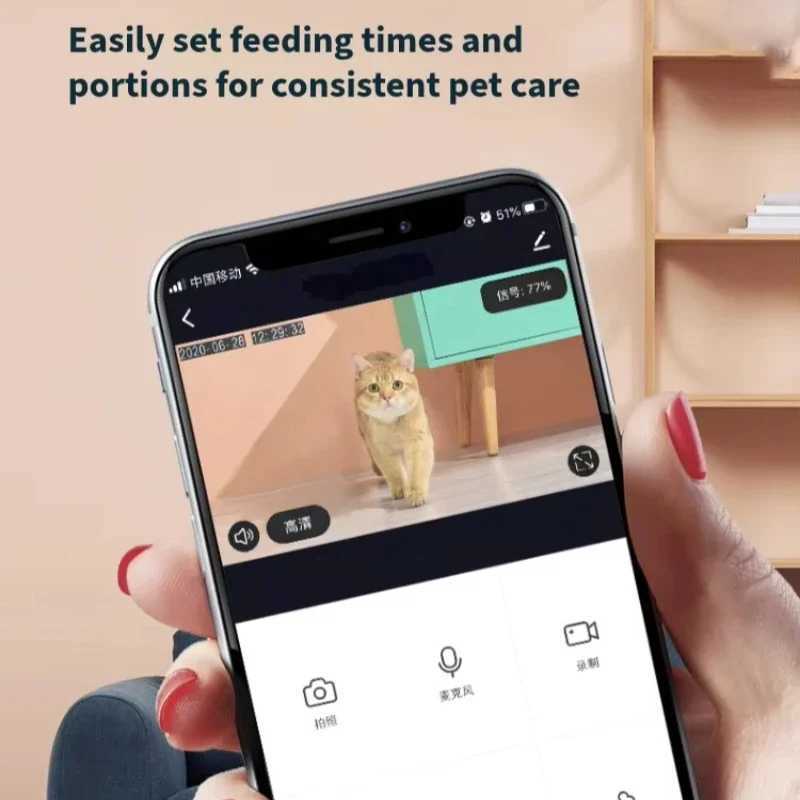 Dog Feeders Smart Feeder 9L with Timed Automatic Food Dispenser Cat Food and Dog Food Storage Remote Setting and Video Smart Feeder H250218