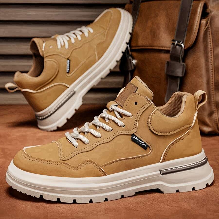 Large low trendy versatile Briti sh st yle work m en's la rge hiking high cut casual shoes canvas short boots