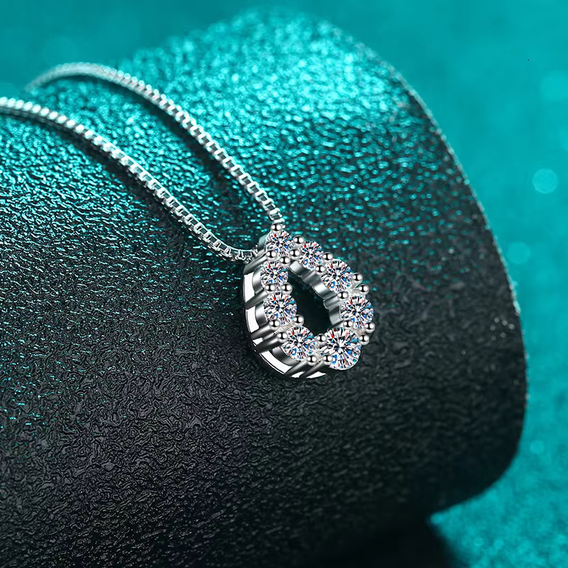 Sterg Sier Ladies Dia Pendant and Chain Fine Jewelry 0.62 CT Water Drop Moissanite Necklace