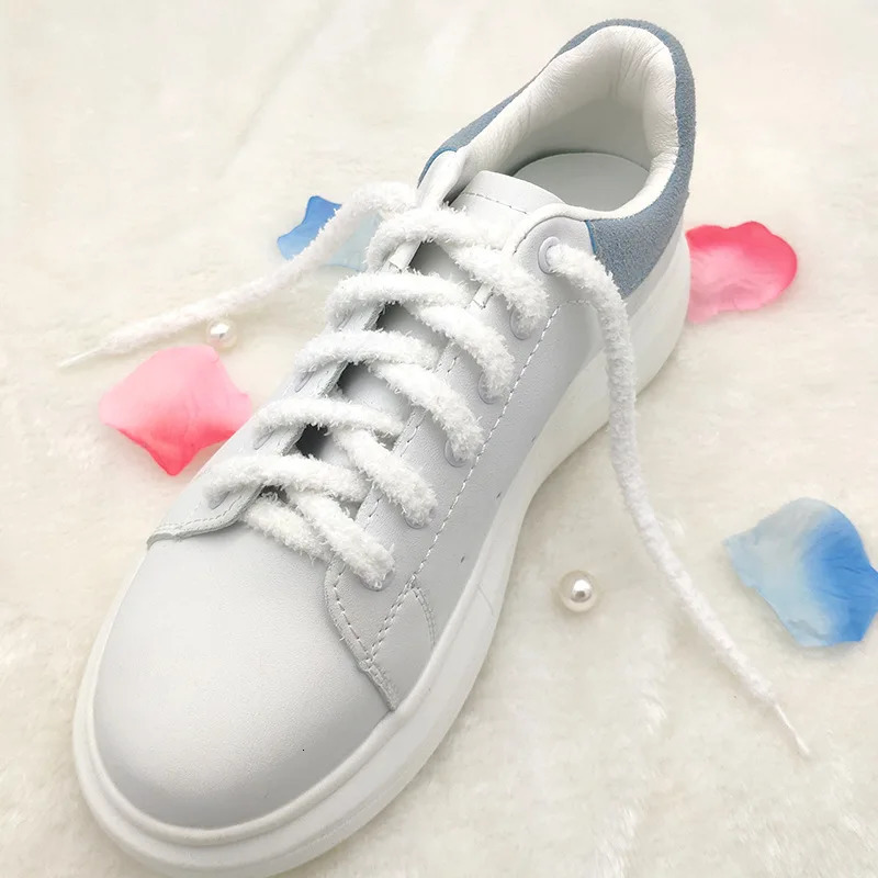 Cute Hairy Soft Pink White Black Shoelace 140160cm Women Men Hightop Canvas Flat Shoes Laces Accessories 250219
