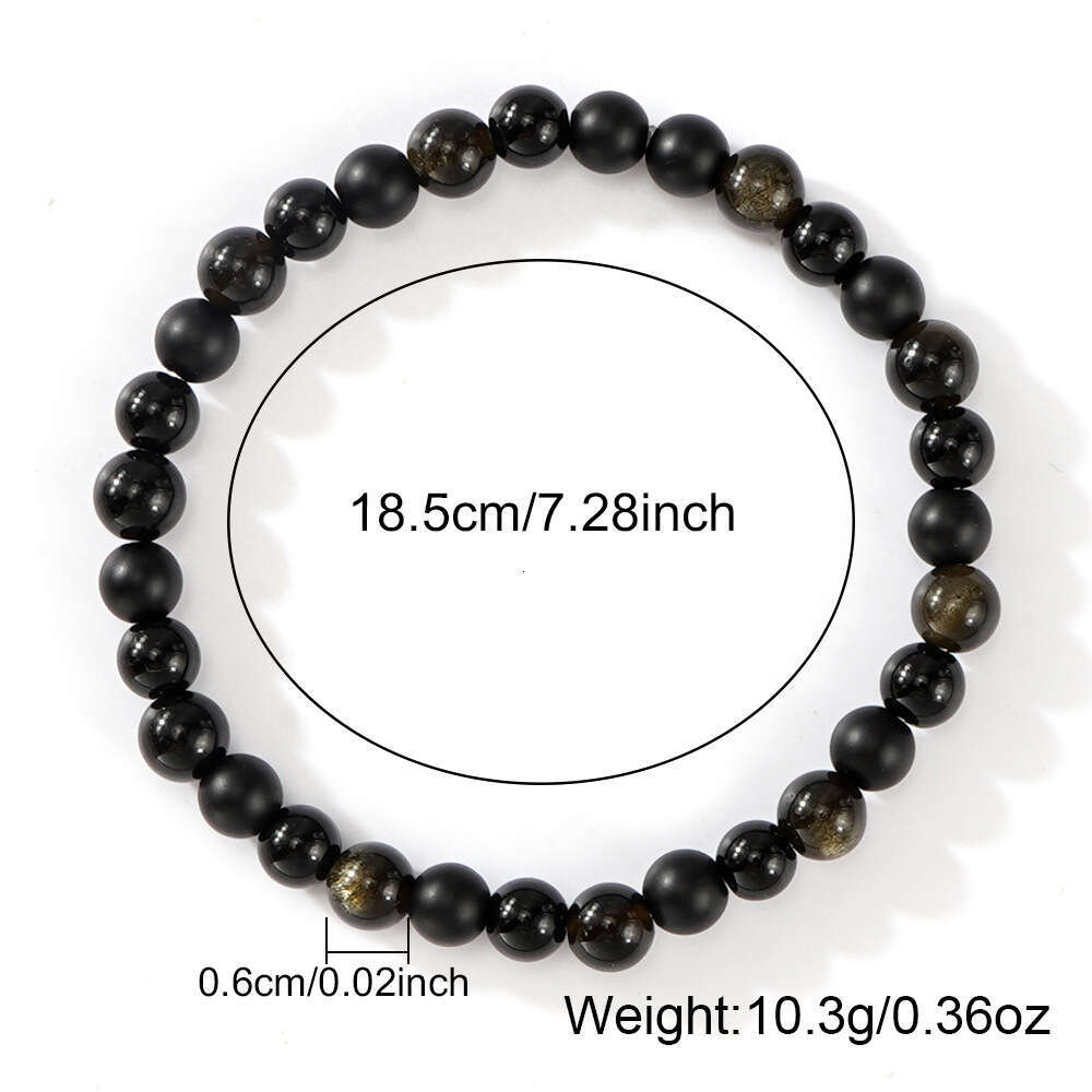 Hot selg frosted glass round gold obsidian bead semi men's bracelet black fashionable texture accessory
