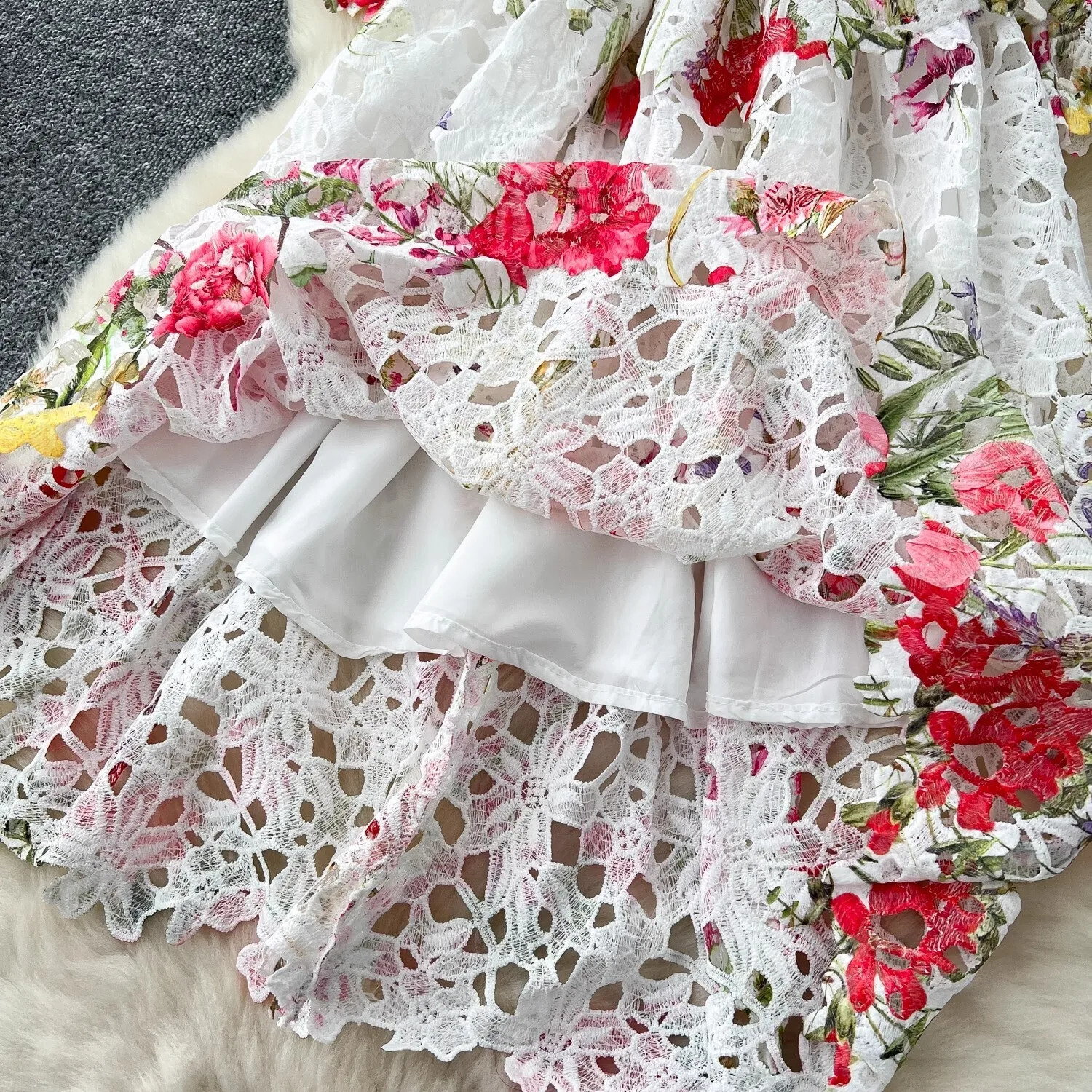 Autumn Elegant Flower Embroidery Lace Midi Dresses For Womens Summer Prom Dresses Evening Robe Party Vestidos Belt Fancy 250218