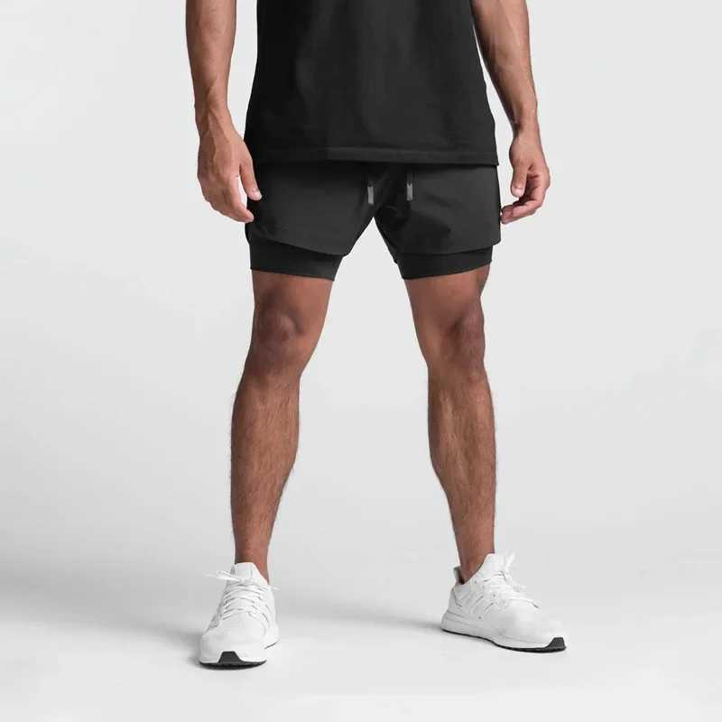 New breathable double-layer sports shorts for 2024 gym fitness fast drying beach exercise mens running shorts for short periods of time W250219
