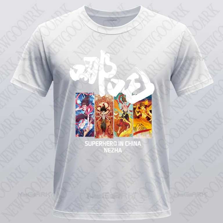 Movie T-shirt Nezha Superhero Printed Graphic Mens and Womens Cotton Casual Shirt Short Sleeve M250218