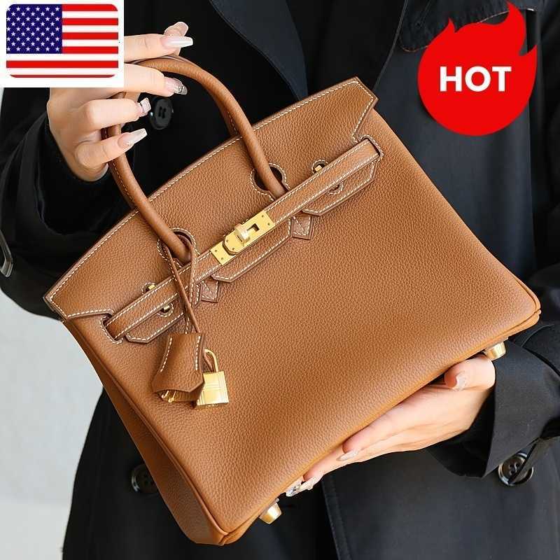 AAA 9A Designer Womens Brown Handbag 25cm Genuine Leather Handmade Lock Inner Zipper Pocket Fashion Shoulder Bag Gift Box10a