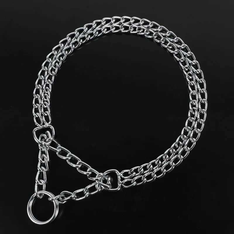 35-70cm Dog Collar Metal Adjustable Double Row Telescopic Chain Triple Ring Explosion-Proof Punch Collar Dog Training Supplies W250219