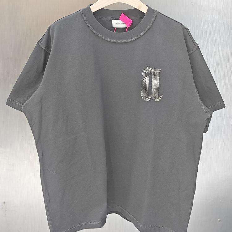 ADF Hot Diamond Willow Ding Direct Spray American High Street Vintage Washed Flow Make Old VTG Short Sleeve T-shirt for Men and Women