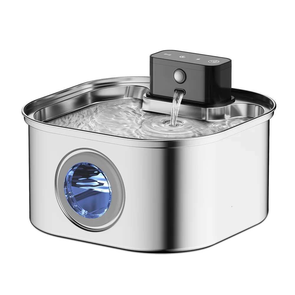 3.2Lstainless Less Charging Cat And Dog Water Fountain Rechargeable Automatic Induction Cycle Filter Pet Drinking Bowl