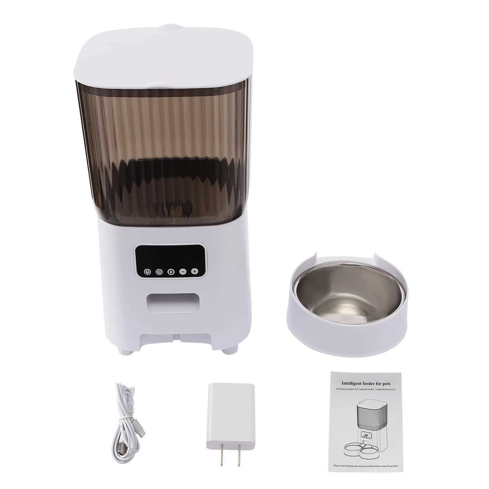 Dog Feeders 5l Automatic Feeder Dog and Cat Food Bowl Large Capacity Pet Food Storage Dispenser Container Small Dog and Pet Accessories H250218