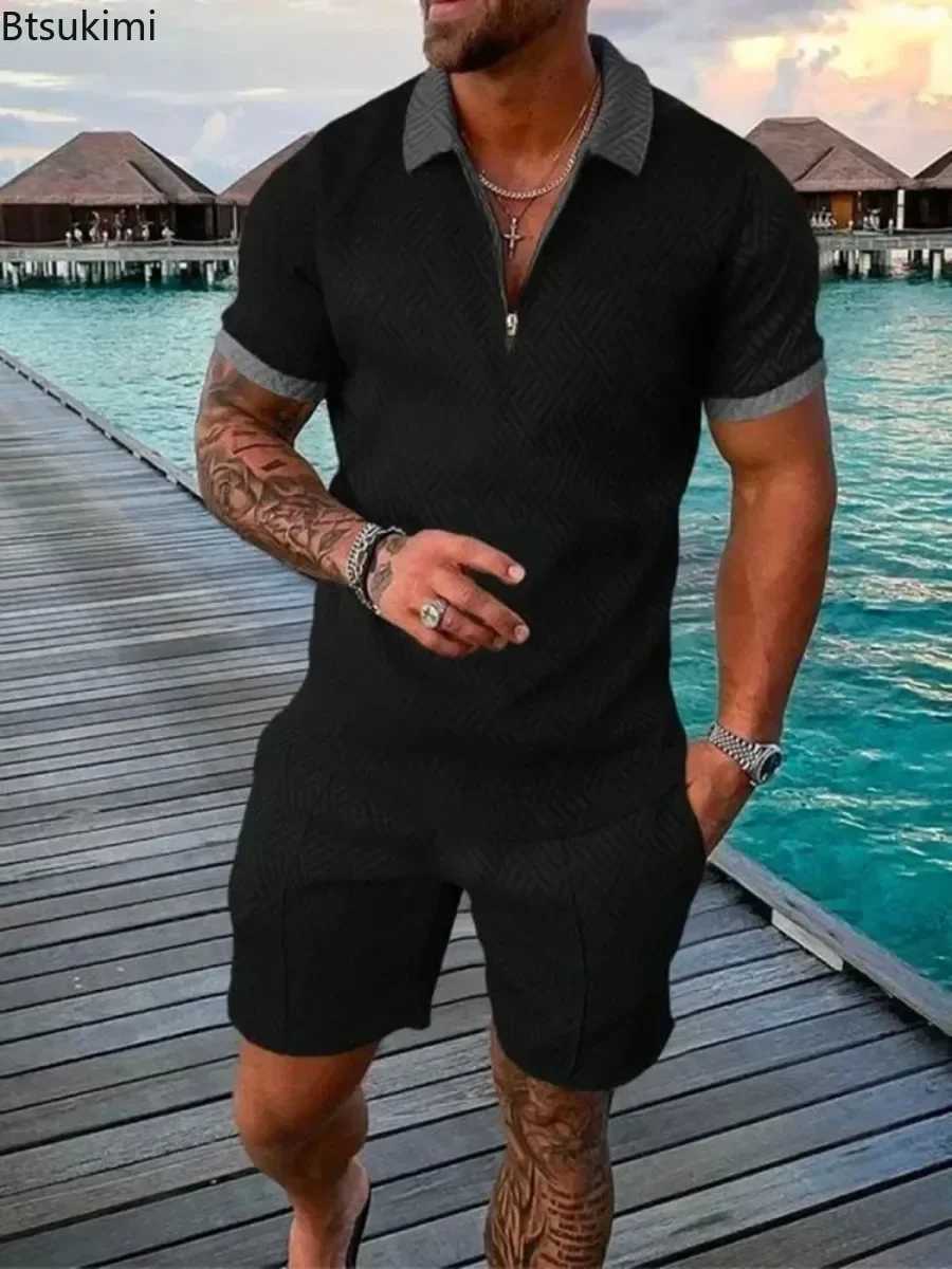 Fashion New Mens Sets 3D Digital Printed Summer Short-sleeved Polo Shirts+Shorts Two Piece Sets Sportwear Trend Mens ClothingXJ250218